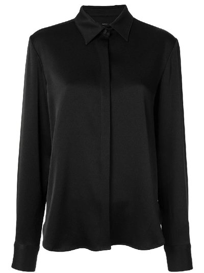 Alex Perry Harper Point-collar Satin Shirt In Black