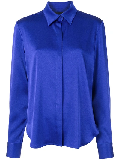 Alex Perry Harper Satin Shirt In Blue
