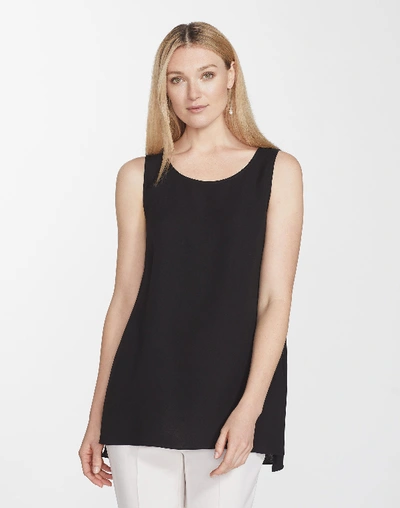 Lafayette 148 Petite Silk Double Georgette Ruthie Blouse In Black