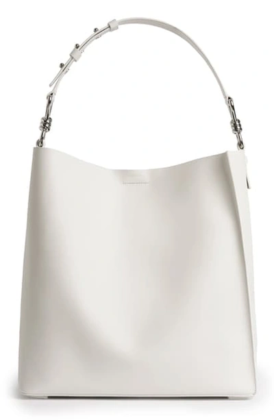 Allsaints Captain Leather Tote In Chalk White