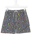 Mc2 Saint Barth Teen Pacman Print Drawstring Swim Shorts In Blue