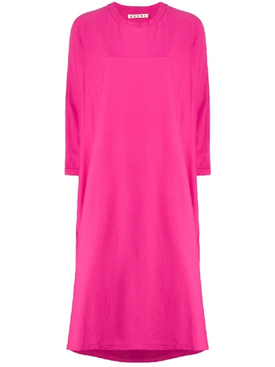 Marni Back Pleated Detail T-shirt Dress In Pink