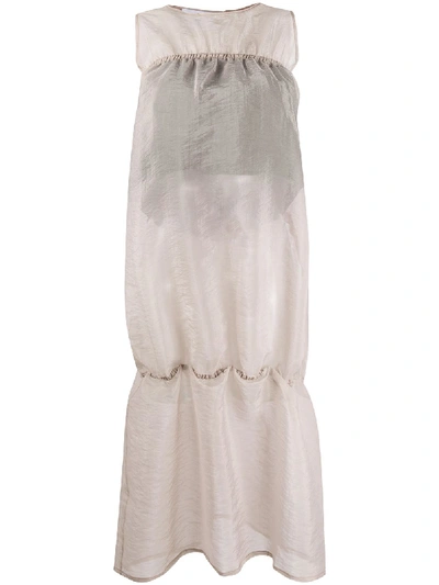 Sunnei Sleeveless Flared Midi Dress In Neutrals