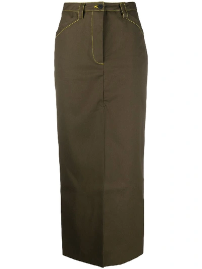 Sunnei Long-line Pencil Skirt In Green