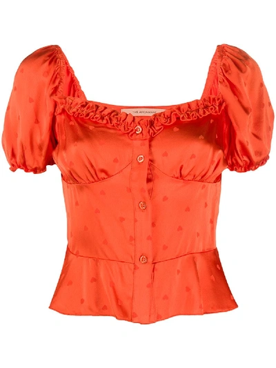The Andamane Ruffled Bustier Blouse In Orange