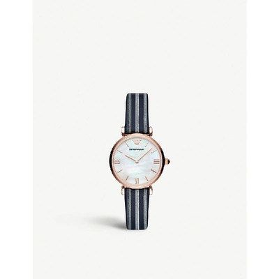 Emporio Armani Ar11224 Gianni T-bar Rose-gold And Leather Watch In Copper