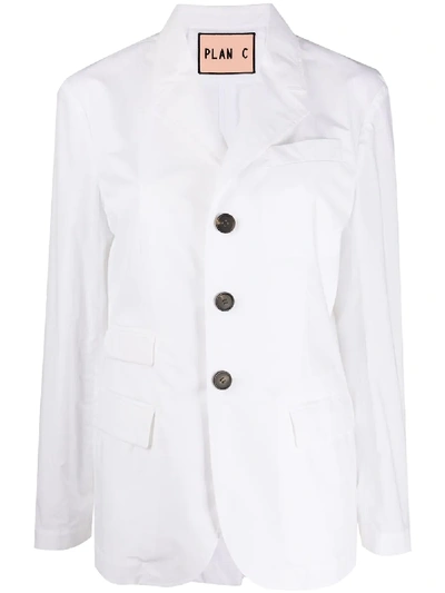 Plan C Single Breasted Blazer In White