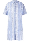 KARL LAGERFELD STRIPED EMBROIDERED SHIRT DRESS