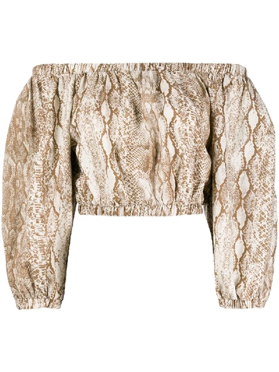 Andamane Snakeprint Off-shoulder Blouse In Neutrals