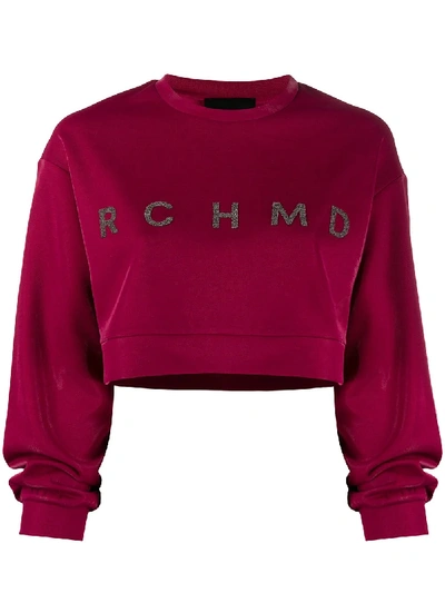 John Richmond Cropped Logo Sweatshirt In Red