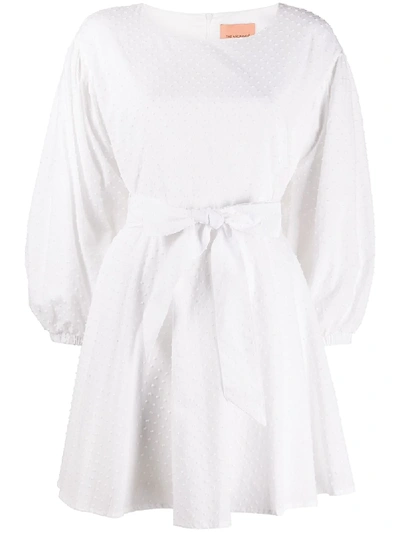 Andamane Doina Embroidery Tie-waist Mini Dress In White
