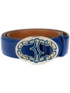 Billionaire Logo Plaque Belt In Blue