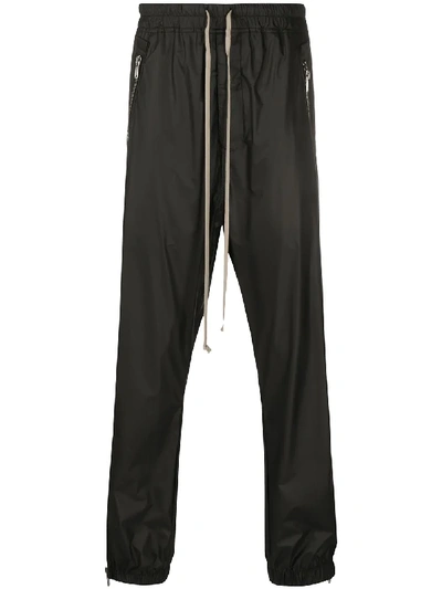 Rick Owens 'tecuatl' Drawstring Side Zip Track Trousers In 09 Black