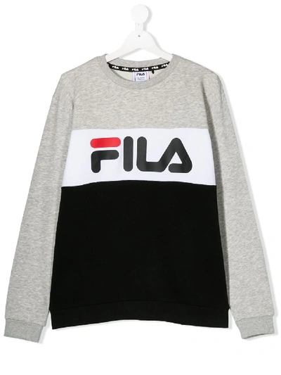 Fila Kids' Logo Panelled Sweatshirt In Grey