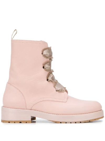 Red Valentino Red(v) Comballet Combat Boots In Pink