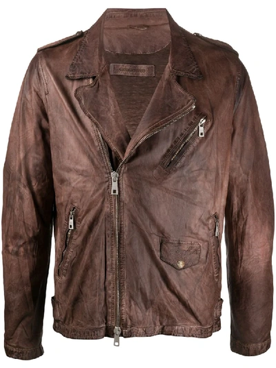 Giorgio Brato Zipped Leather Jacket In Brown