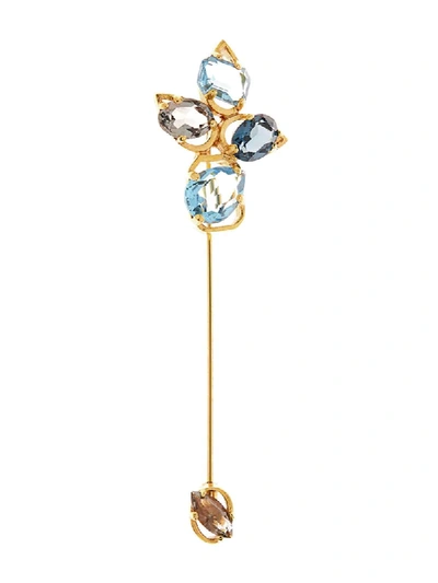 Oscar De La Renta Crystal-embellished Brooch In Blue