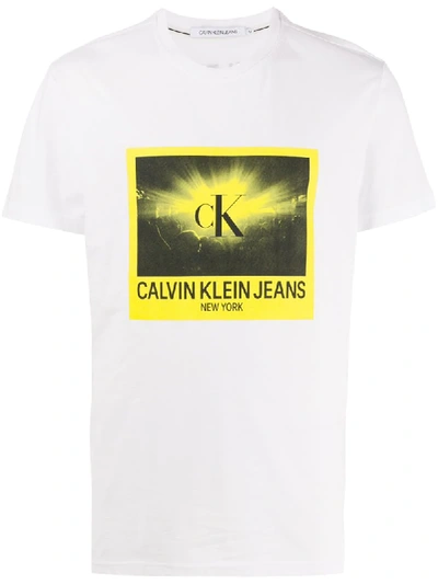 Calvin Klein Jeans Est.1978 Concert Print Crew Neck T-shirt In White