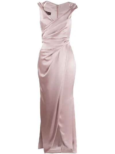 Talbot Runhof Towanda Gathered Wrap-style Dress In Pink