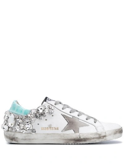 Golden Goose Embellished Superstar Trainers In White