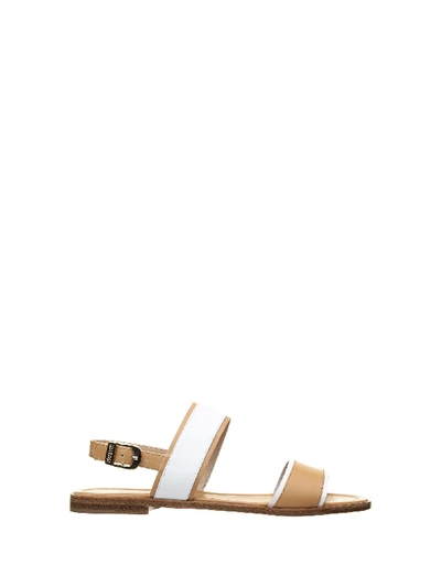 Fratelli Rossetti Leather Flat Sandals In Miele