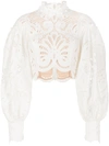 ZIMMERMANN EMBROIDERED PUFF SLEEVE BLOUSE