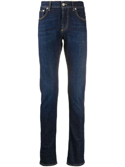 Alexander Mcqueen Embroidered-logo Skinny Jeans In Blue