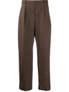 Valentino Side-stripe Wide-leg Tailored Trousers In Brown