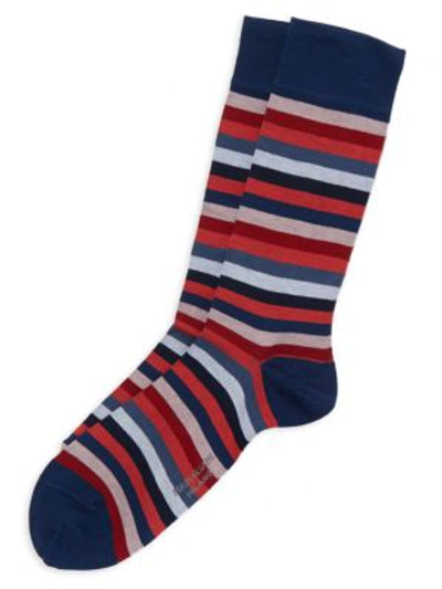 Marcoliani Lisle Rainbow Pima Cotton Socks In Blue Red