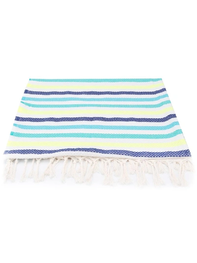 Mc2 Saint Barth Babies' Foutas Striped Beach Towel In Blue