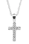 Mignonette 14k White Gold & Diamond Cross Necklace In White