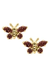 Mignonette Butterfly Birthstone Gold Earrings In January
