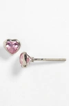 Mignonette Sterling Silver Post Earrings In Pink