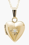 MIGNONETTE 14K GOLD & DIAMOND HEART LOCKET NECKLACE,KM 13ND-D