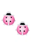 Mignonette Ladybug Sterling Silver & Enamel Earrings In Silver