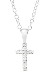 Mignonette Sterling Silver Cross Necklace In Silver