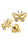 MIGNONETTE 14K GOLD BUTTERFLY EARRINGS,GE457ND-D