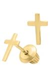 Mignonette 14k Gold Cross Stud Earrings In Gold