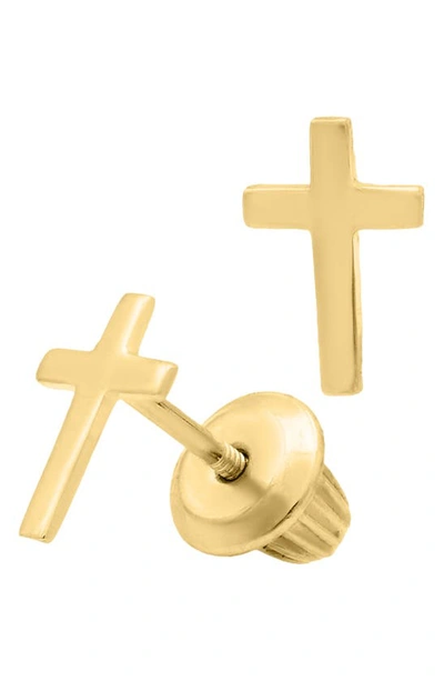 Mignonette Kids' 14k Gold Cross Stud Earrings