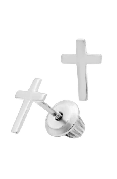 Mignonette Kids' Sterling Silver Cross Earrings