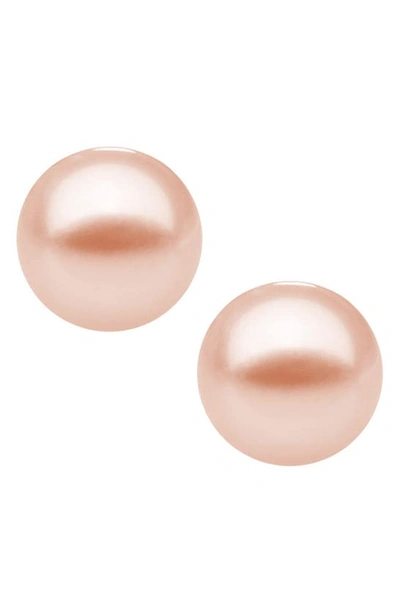 Mignonette Kids'  Sterling Silver & Cultured Pearl Earrings In Pink