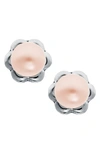Mignonette Sterling Silver & Cultured Pearl Earrings In Pink