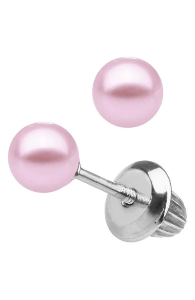 Mignonette Kids' Sterling Silver & Cultured Pearl Earrings In Purple