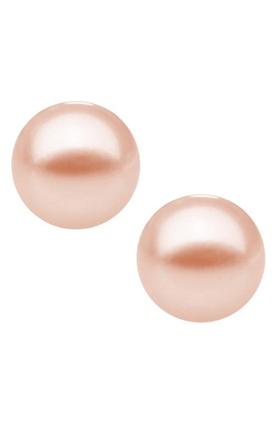 Mignonette Kids'  14k Yellow Gold & Cultured Pearl Earrings In Pink