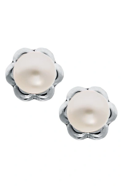 Mignonette Kids'  Sterling Silver & Cultured Pearl Earrings In White