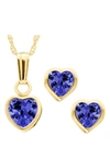 MIGNONETTE 14K GOLD BIRTHSTONE NECKLACE & STUD EARRINGS,KG144709ND-D