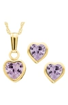 Mignonette 14k Gold Birthstone Necklace & Stud Earrings In June