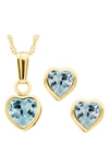 Mignonette 14k Gold Birthstone Necklace & Stud Earrings In March