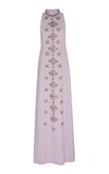 ANDREW GN SLEEVELESS EMBROIDERED CREPE DRESS,788945