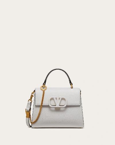 Valentino Garavani Small Vsling Grainy Calfskin Handbag In White